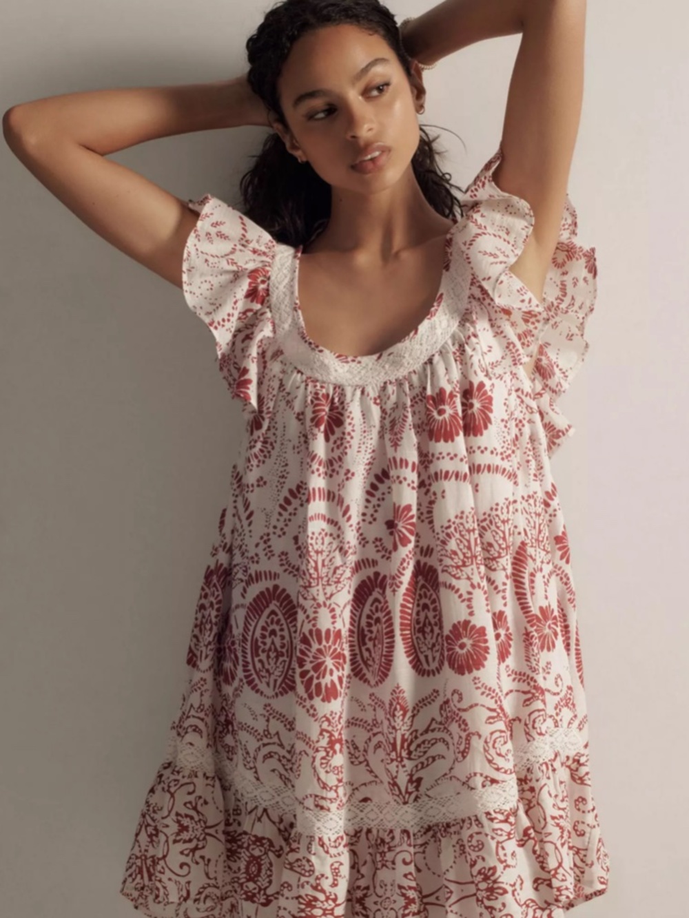 NWT Maeve for Anthropologie Flutter-Sleeve Babydoll Mini Dress